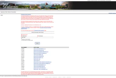 Delaware Division of Corporations entity name search listing all 'Linda Vista' entities on record